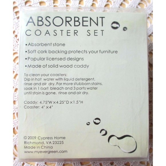 4 Cypress Stone Coasters GROWN ON THE FARM Holder - Picture 5 of 6